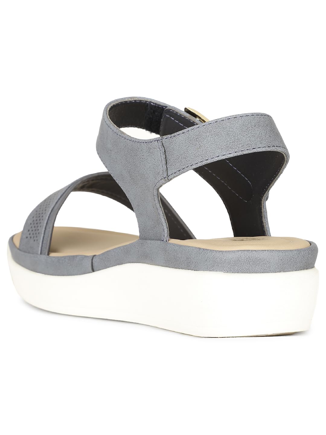 Grey Comfort Wedge Sandals with Buckle Strap – Lightweight Casual Footwear for Women