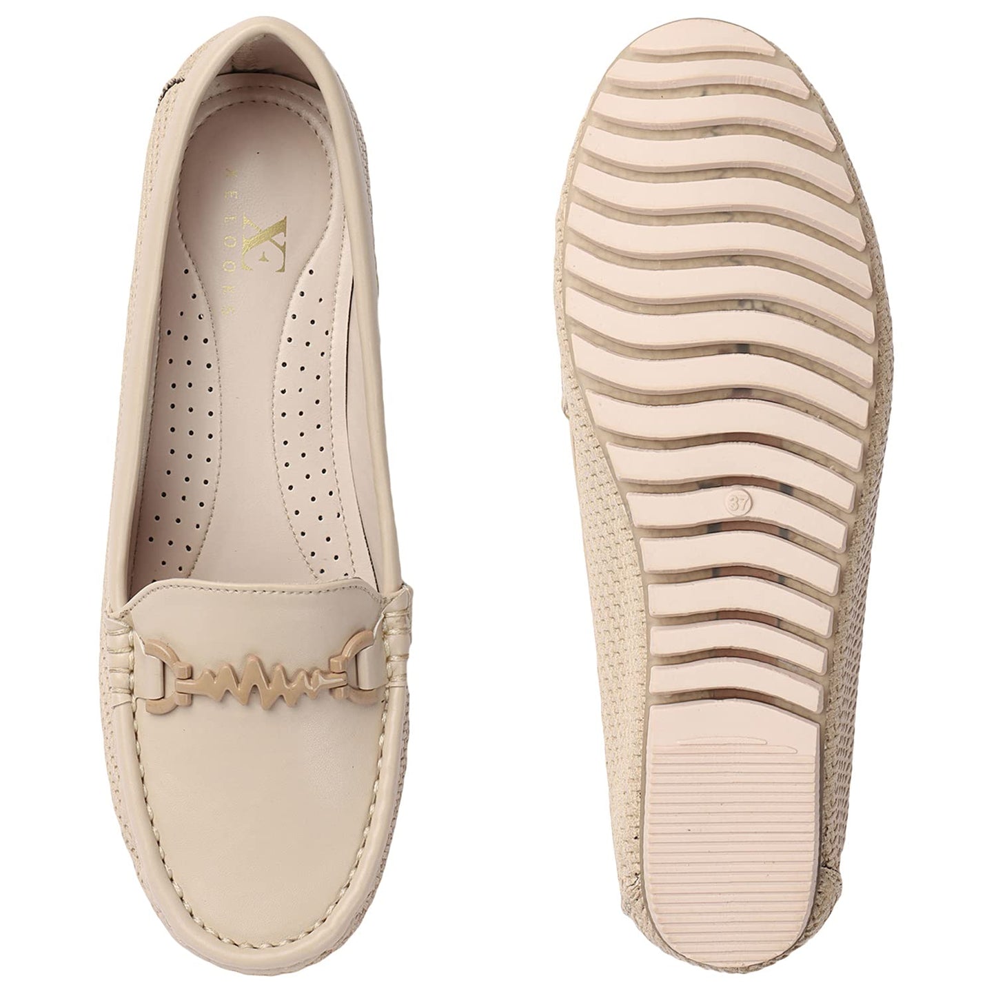 Beige Woven Slip-On Loafers – Lightweight Comfortable Casual Shoes for Women