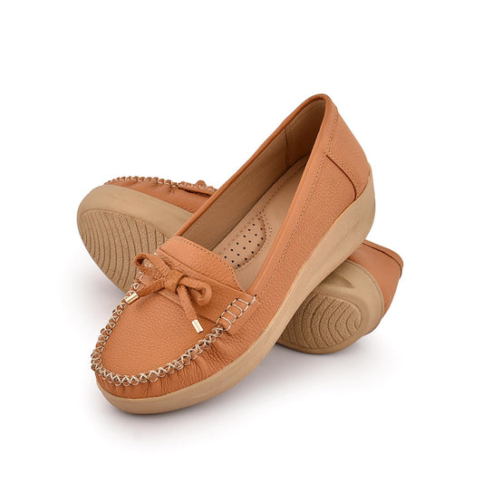Tan Comfort Wedge Loafers – Soft Cushioned Slip-On Shoes for Women