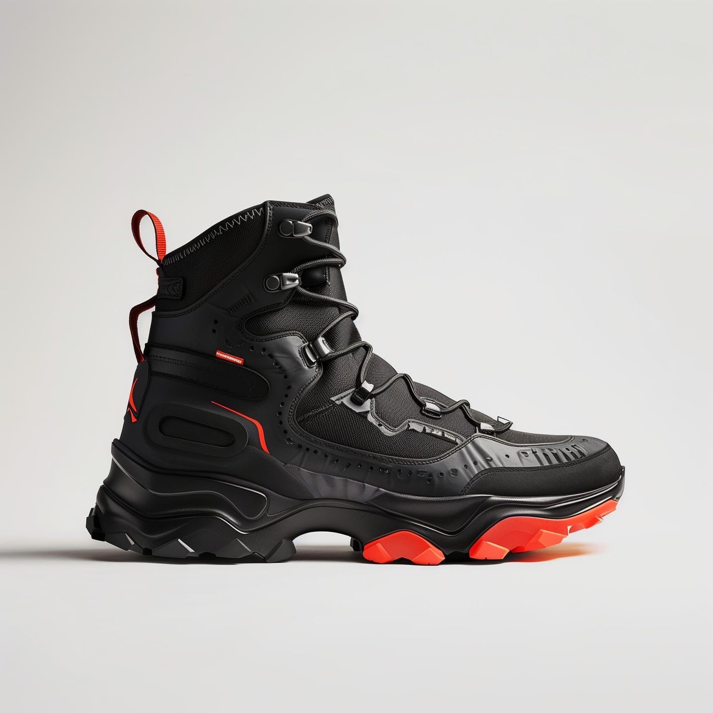 Black High-Top Tactical Hiking Boots with Grip Sole – Men’s Outdoor & Streetwear Shoes