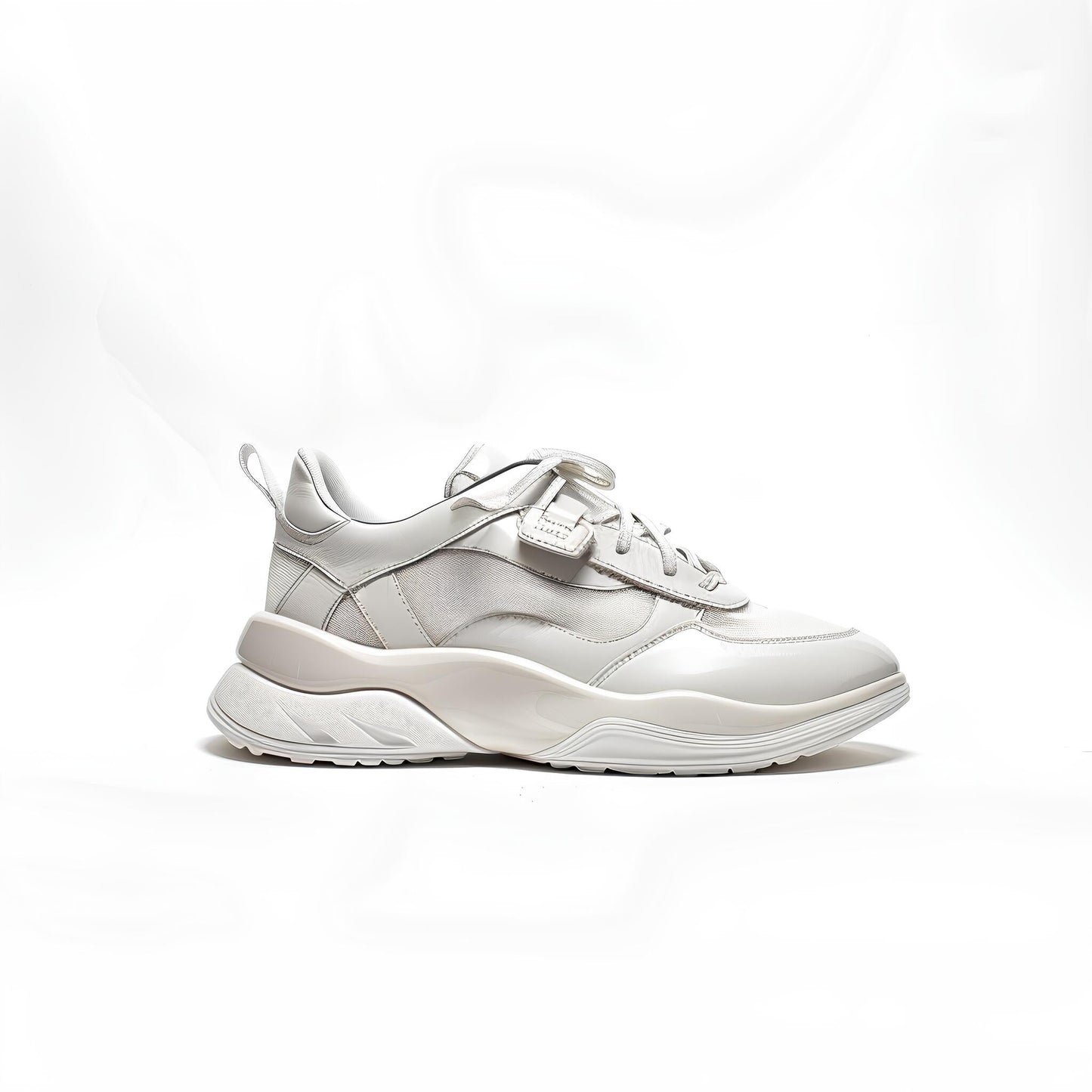 White Chunky Sneakers with Strap Detail – Stylish Comfort Casual Shoes