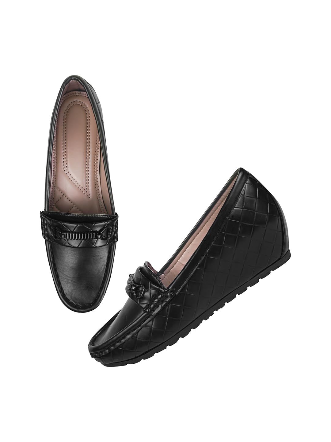 Black Quilted Slip-On Loafers – Comfortable Everyday Casual Shoes for Women