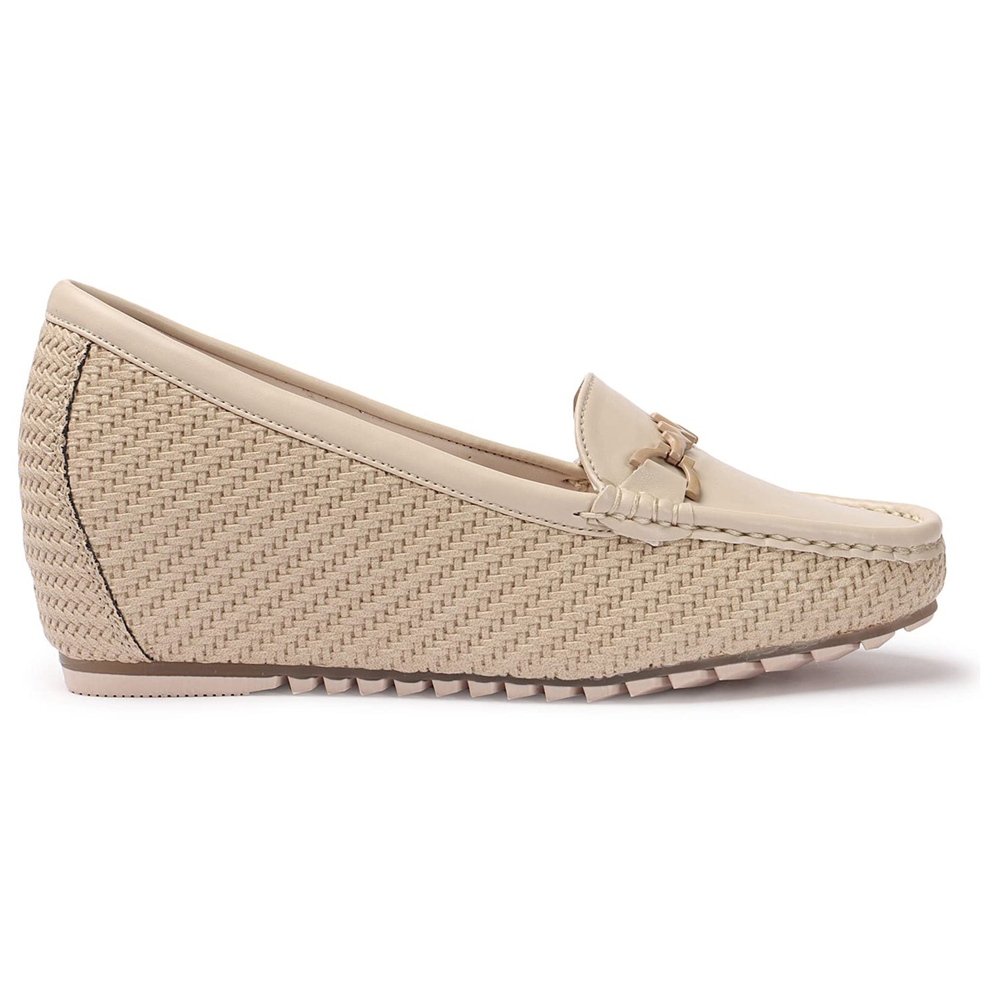 Beige Woven Slip-On Loafers – Lightweight Comfortable Casual Shoes for Women