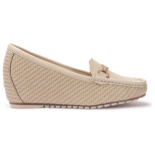 Beige Woven Slip-On Loafers – Lightweight Comfortable Casual Shoes for Women