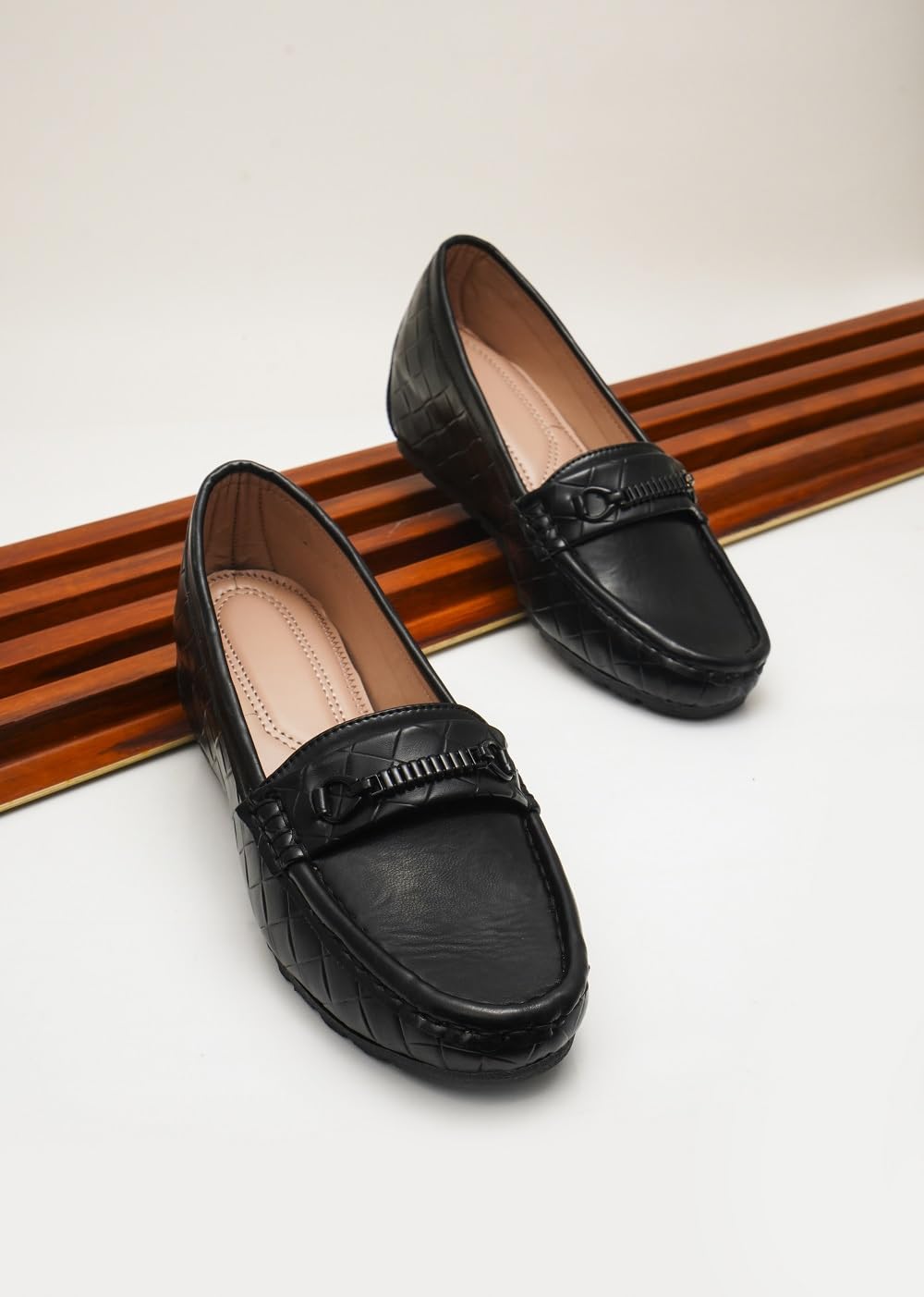 Black Quilted Slip-On Loafers – Comfortable Everyday Casual Shoes for Women