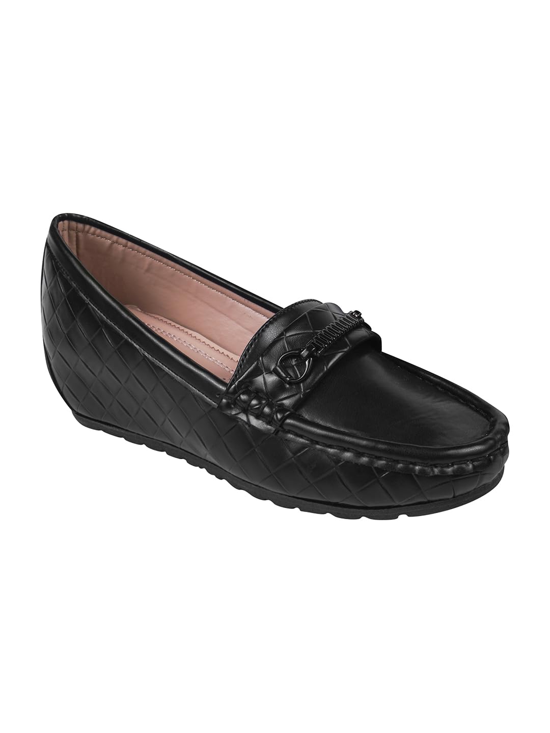 Black Quilted Slip-On Loafers – Comfortable Everyday Casual Shoes for Women