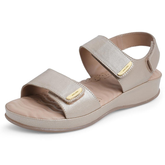 ✨ Elegant Women’s Comfort Flat Sandals 👡 | Soft Cushioned Velcro Strap Daily Wear Sandals 💛