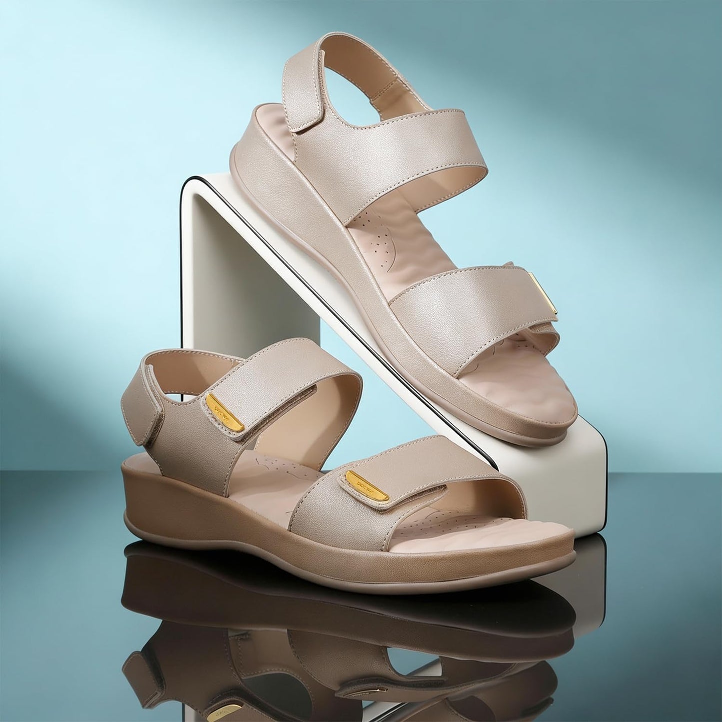 ✨ Elegant Women’s Comfort Flat Sandals 👡 | Soft Cushioned Velcro Strap Daily Wear Sandals 💛
