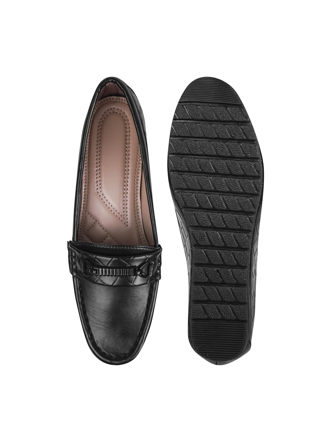 Black Quilted Slip-On Loafers – Comfortable Everyday Casual Shoes for Women