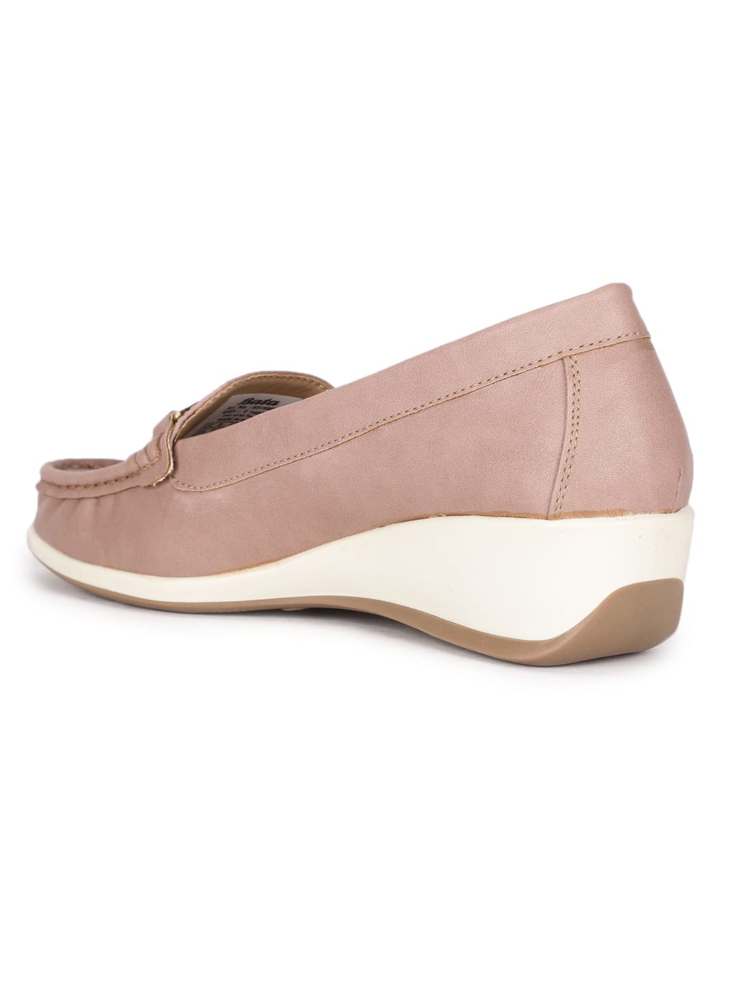 Blush Pink Wedge Loafers with Metal Detail – Elegant Comfort Slip-On Shoes for Women
