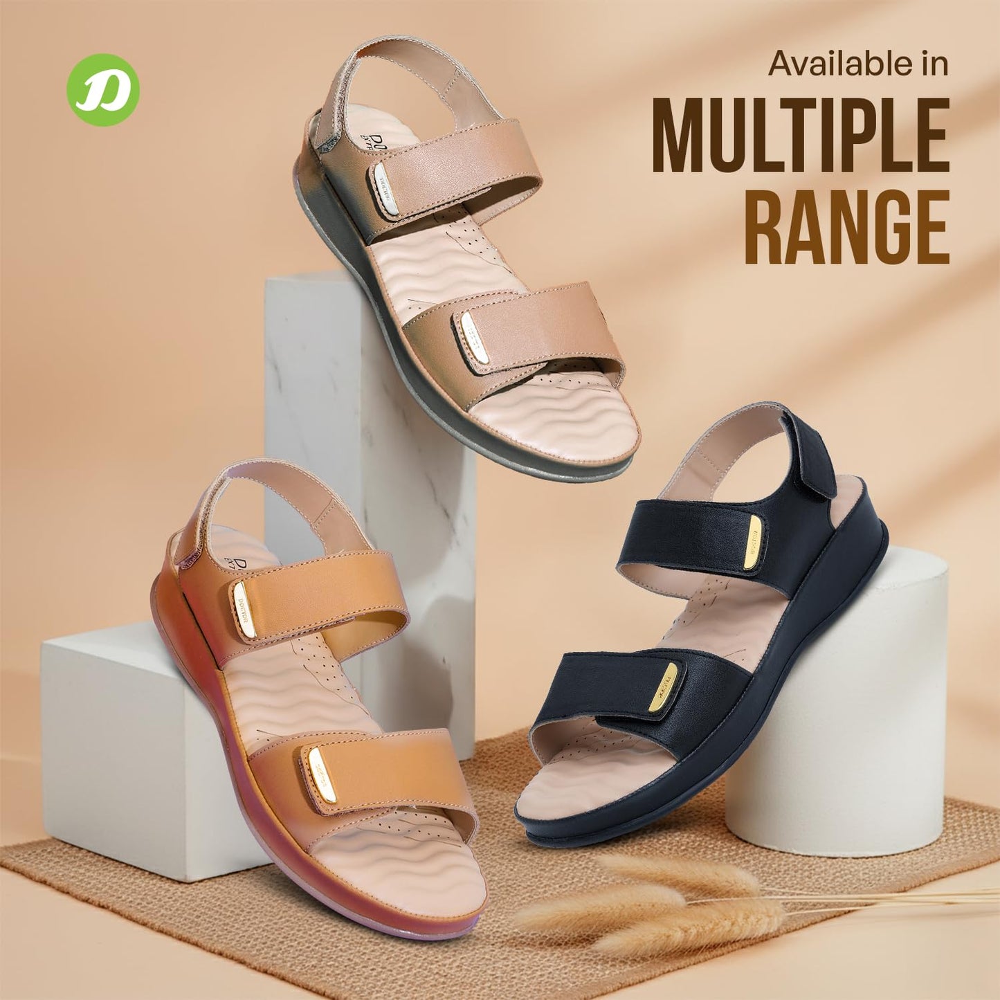 ✨ Elegant Women’s Comfort Flat Sandals 👡 | Soft Cushioned Velcro Strap Daily Wear Sandals 💛