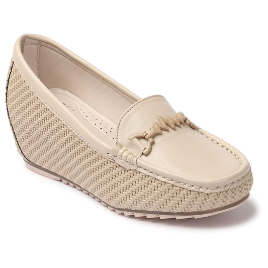 Beige Woven Slip-On Loafers – Lightweight Comfortable Casual Shoes for Women