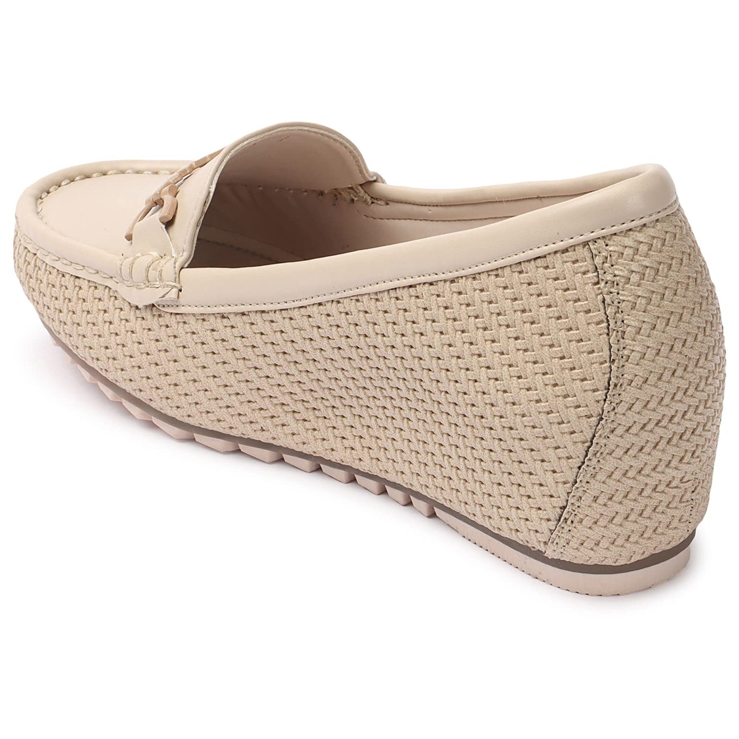 Beige Woven Slip-On Loafers – Lightweight Comfortable Casual Shoes for Women