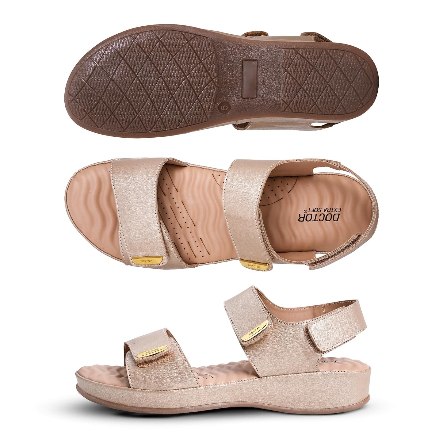 ✨ Elegant Women’s Comfort Flat Sandals 👡 | Soft Cushioned Velcro Strap Daily Wear Sandals 💛