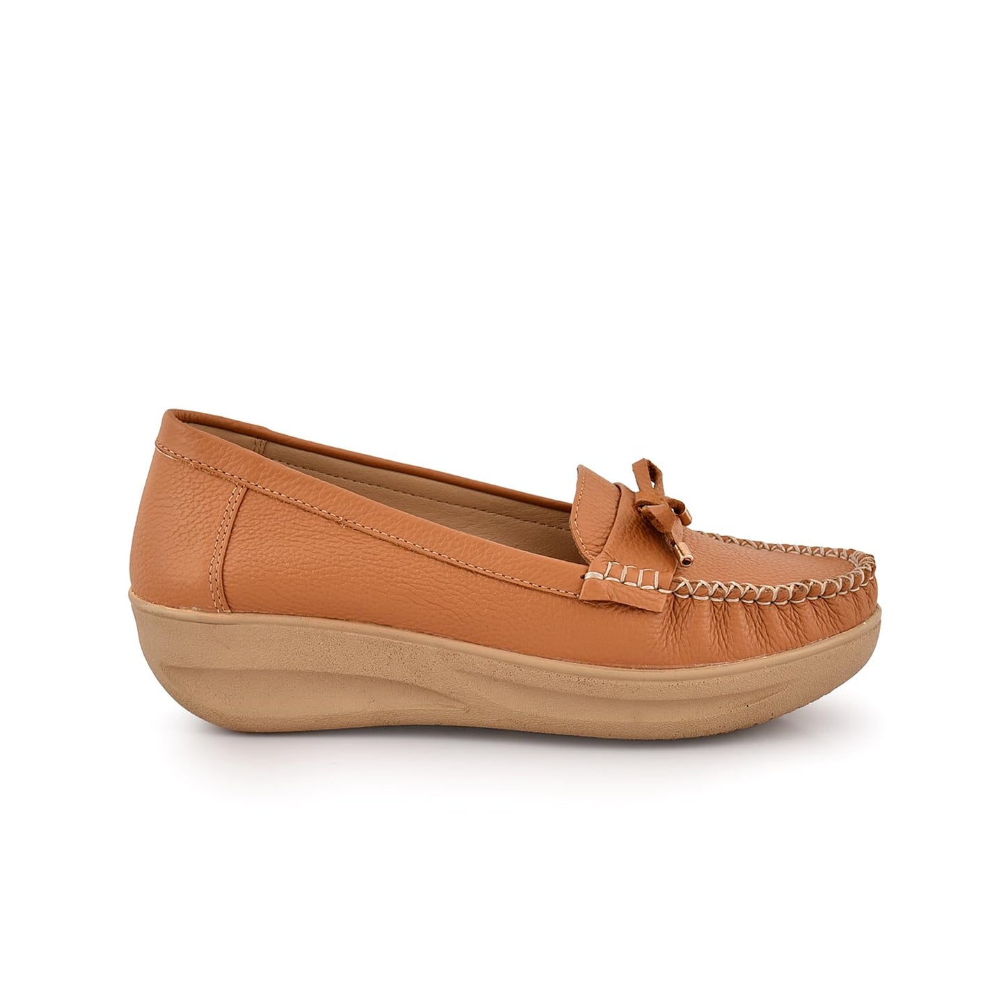Tan Comfort Wedge Loafers – Soft Cushioned Slip-On Shoes for Women