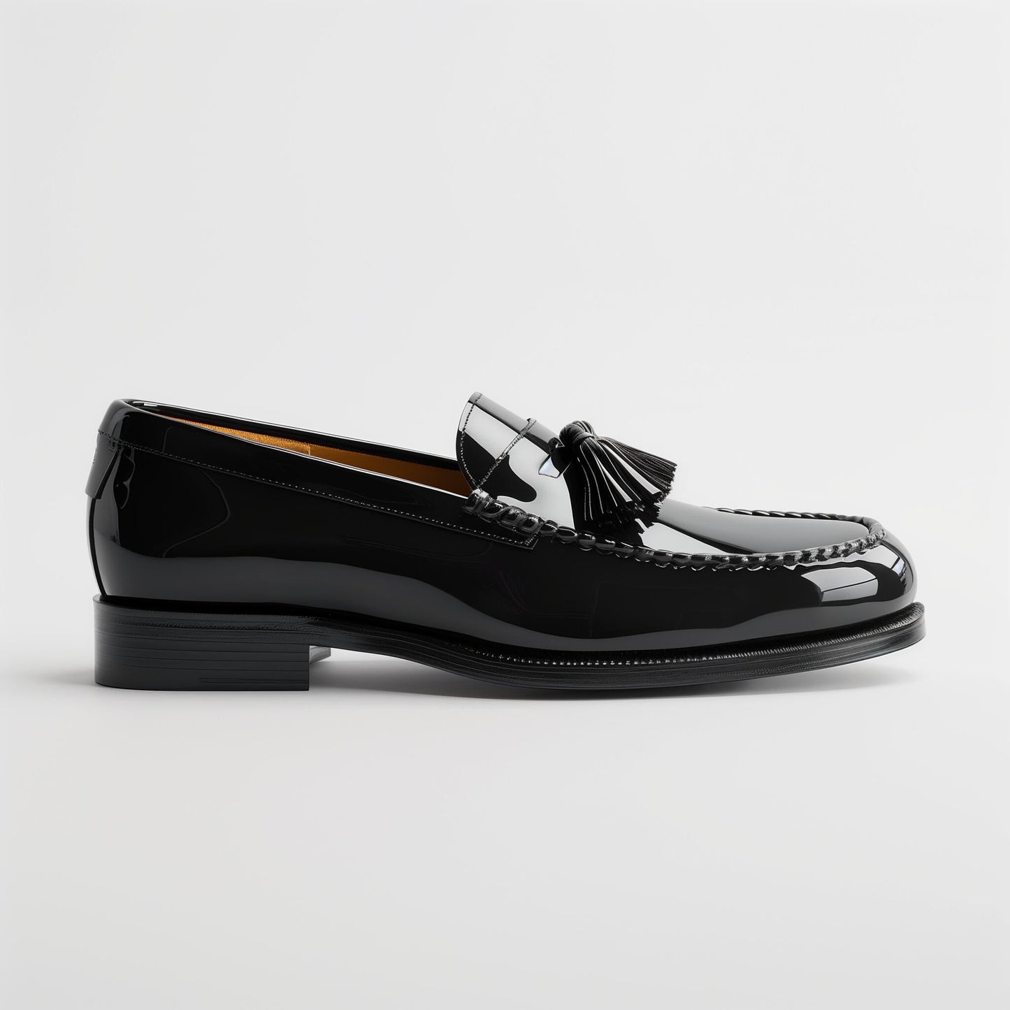 Black Patent Leather Tassel Loafers – Premium Formal Slip-On Shoes for Men